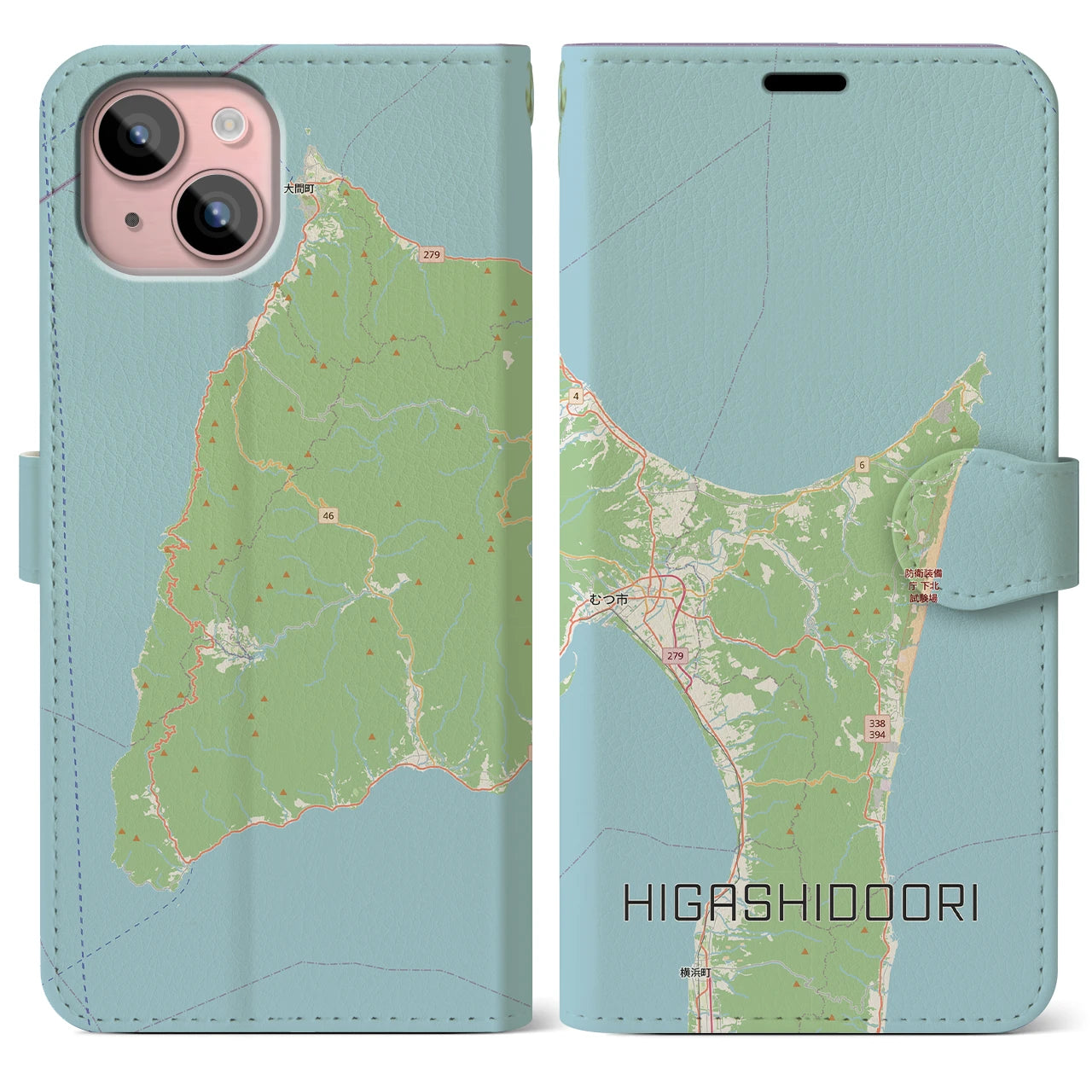 【東通（青森県）】地図柄iPhoneケース（手帳タイプ）