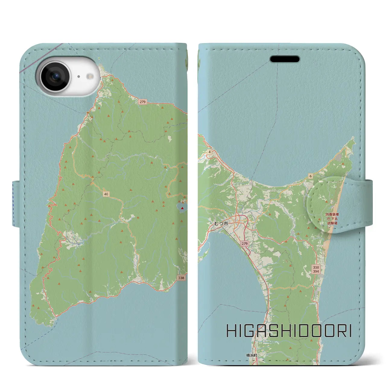 【東通（青森県）】地図柄iPhoneケース（手帳タイプ）
