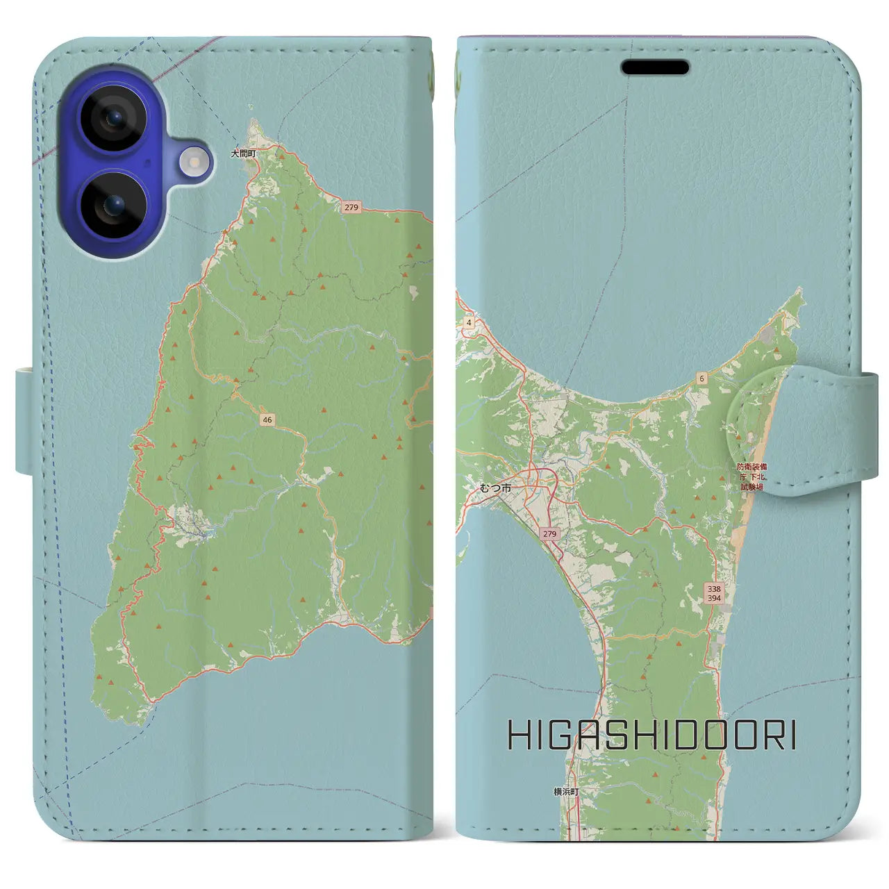 【東通（青森県）】地図柄iPhoneケース（手帳タイプ）