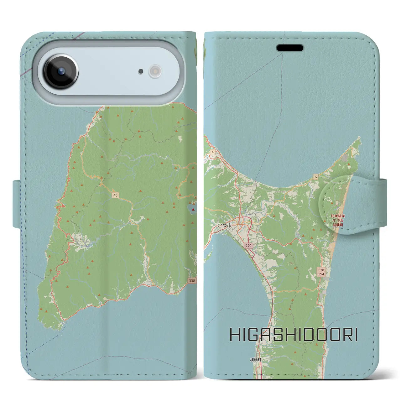 【東通（青森県）】地図柄iPhoneケース（手帳タイプ）ナチュラル・iPhone 17 Pro Max 用