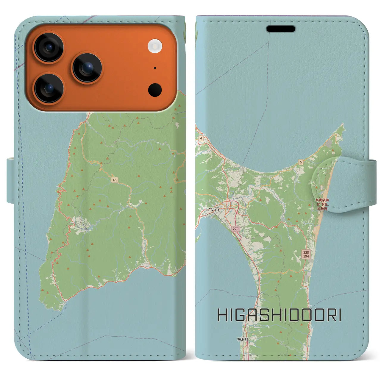 【東通（青森県）】地図柄iPhoneケース（手帳タイプ）