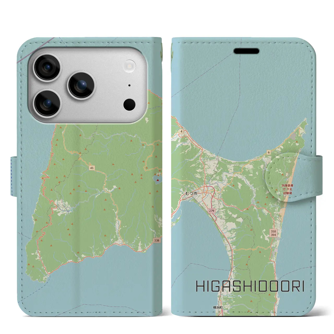 【東通（青森県）】地図柄iPhoneケース（手帳タイプ）