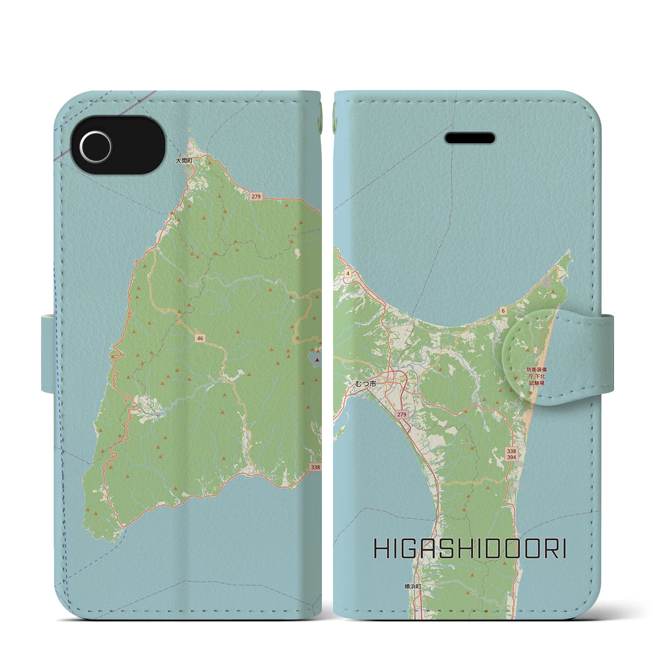 【東通（青森県）】地図柄iPhoneケース（手帳タイプ）
