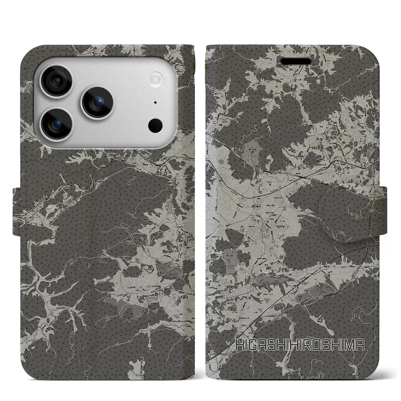 【東広島（広島県）】地図柄iPhoneケース（手帳タイプ）