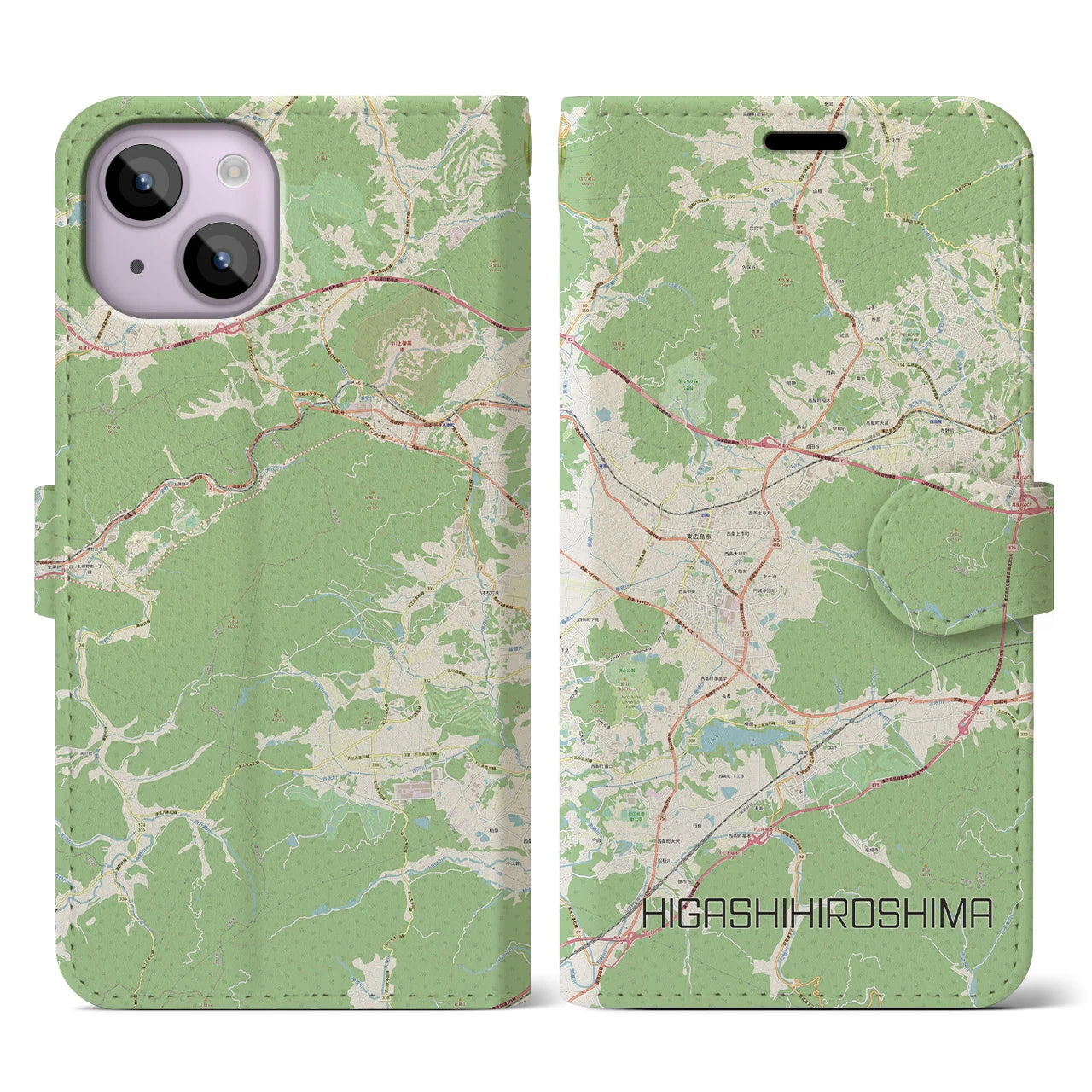 【東広島（広島県）】地図柄iPhoneケース（手帳タイプ）