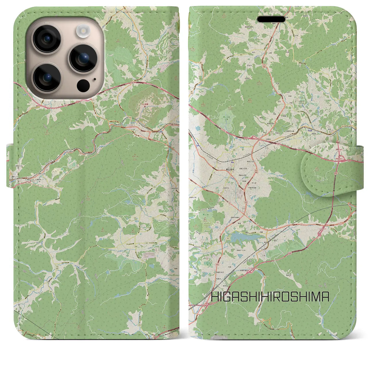 【東広島（広島県）】地図柄iPhoneケース（手帳タイプ）