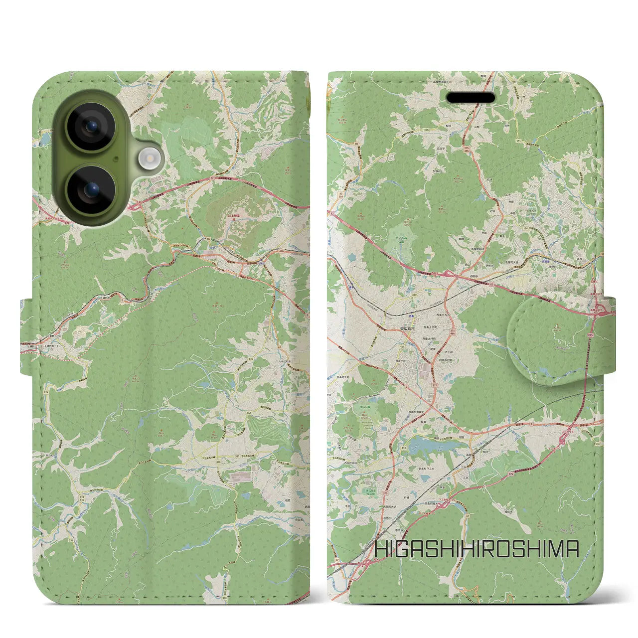 【東広島（広島県）】地図柄iPhoneケース（手帳タイプ）