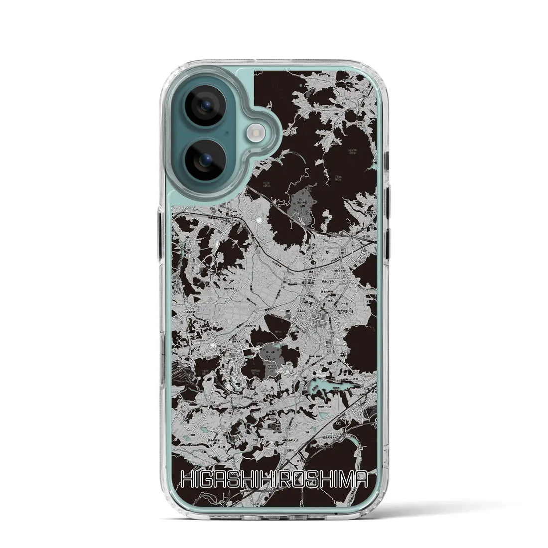 【東広島（広島県）】地図柄iPhoneケース（MagSafeタイプ）モノトーン・iPhone 16 Pro 用