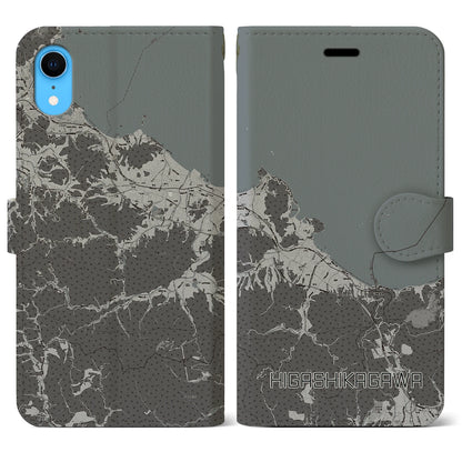 【東かがわ（香川県）】地図柄iPhoneケース（手帳タイプ）モノトーン・iPhone XR 用