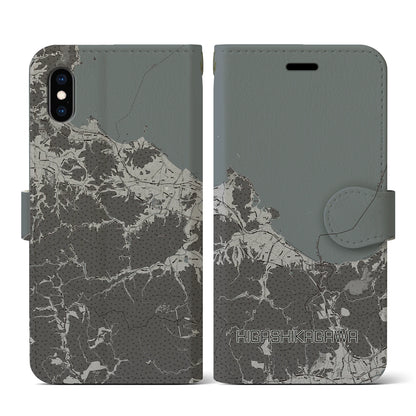 【東かがわ（香川県）】地図柄iPhoneケース（手帳タイプ）モノトーン・iPhone XS / X 用
