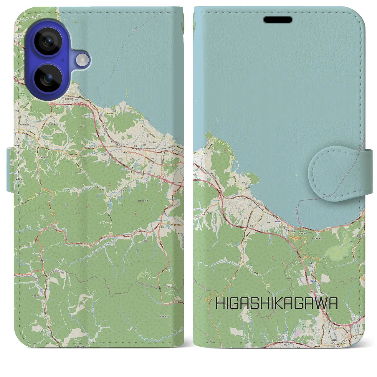 【東かがわ（香川県）】地図柄iPhoneケース（手帳タイプ）ナチュラル・iPhone 16 Pro Max 用