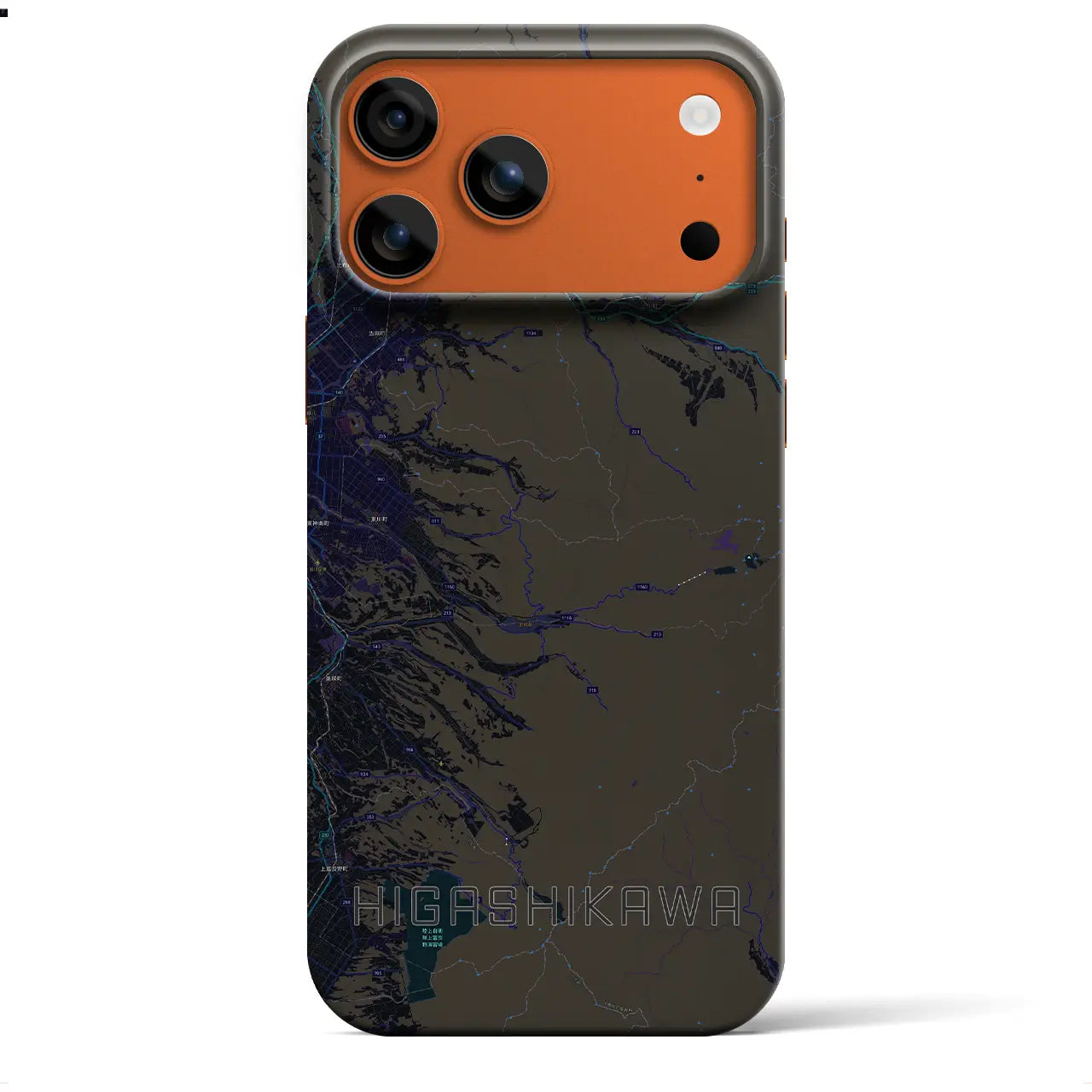 【東川（北海道）】地図柄iPhoneケース（バックカバータイプ）
