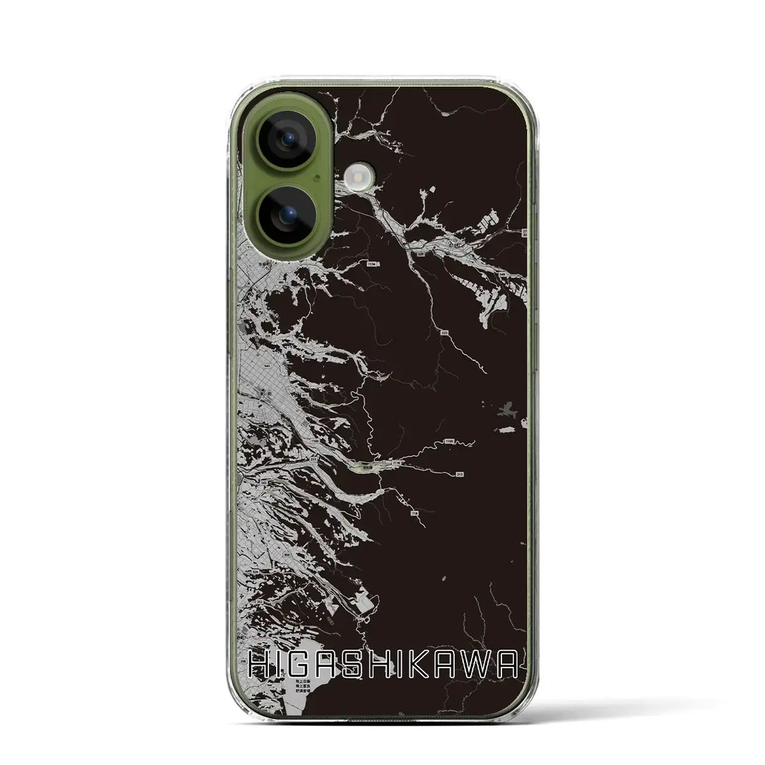 【東川（北海道）】地図柄iPhoneケース（クリアタイプ）モノトーン・iPhone 17 Pro Max 用