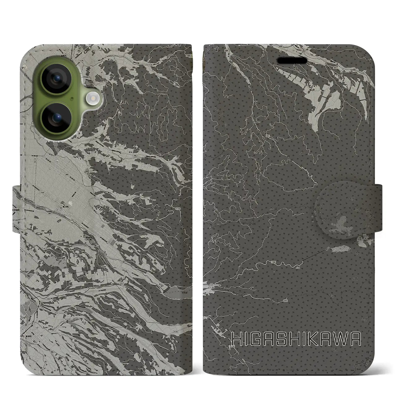 【東川（北海道）】地図柄iPhoneケース（手帳タイプ）