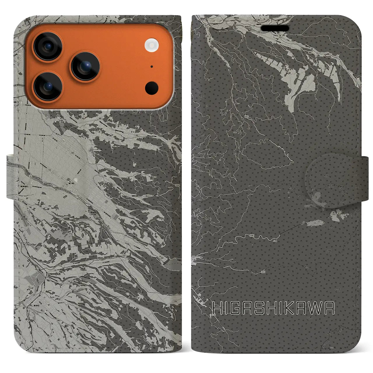 【東川（北海道）】地図柄iPhoneケース（手帳タイプ）