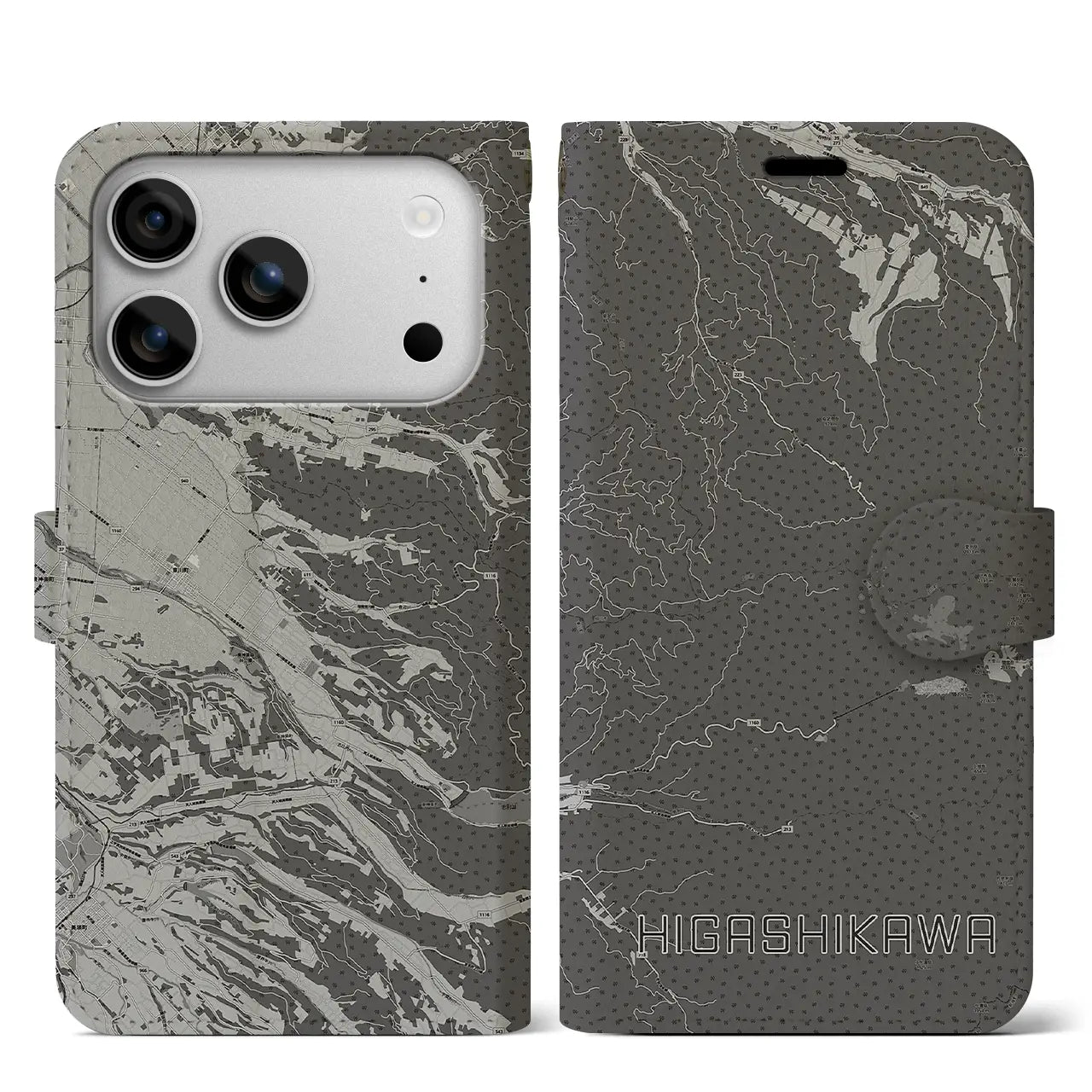 【東川（北海道）】地図柄iPhoneケース（手帳タイプ）