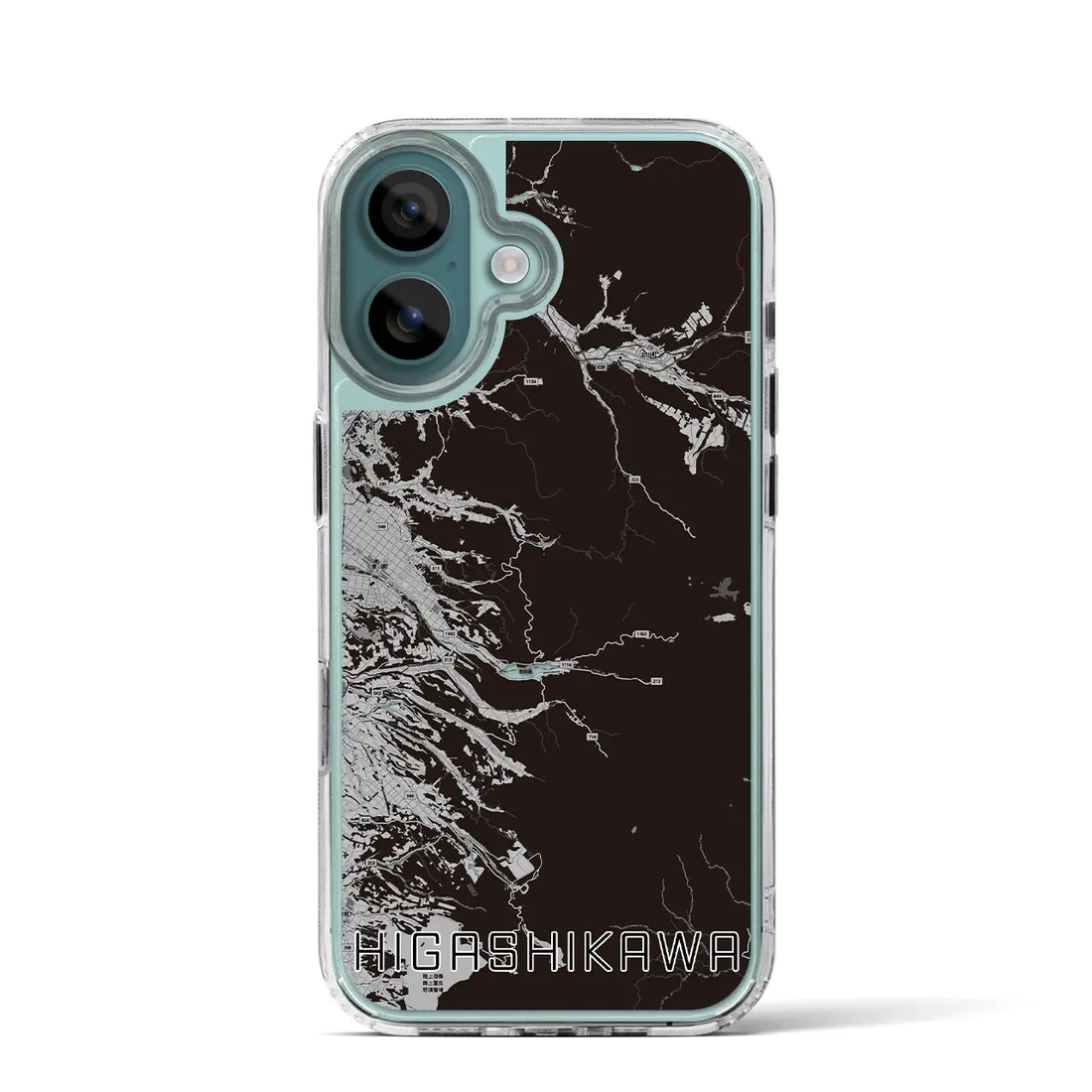 【東川（北海道）】地図柄iPhoneケース（MagSafeタイプ）モノトーン・iPhone 16 Pro 用