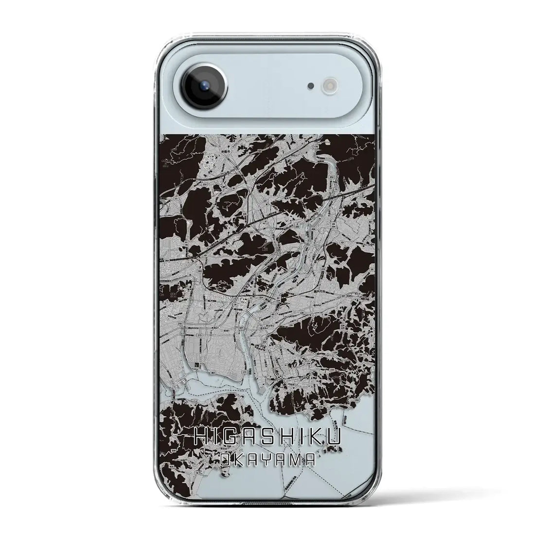 【東区（岡山市）】地図柄iPhoneケース（クリアタイプ）モノトーン・iPhone 17 Pro Max 用