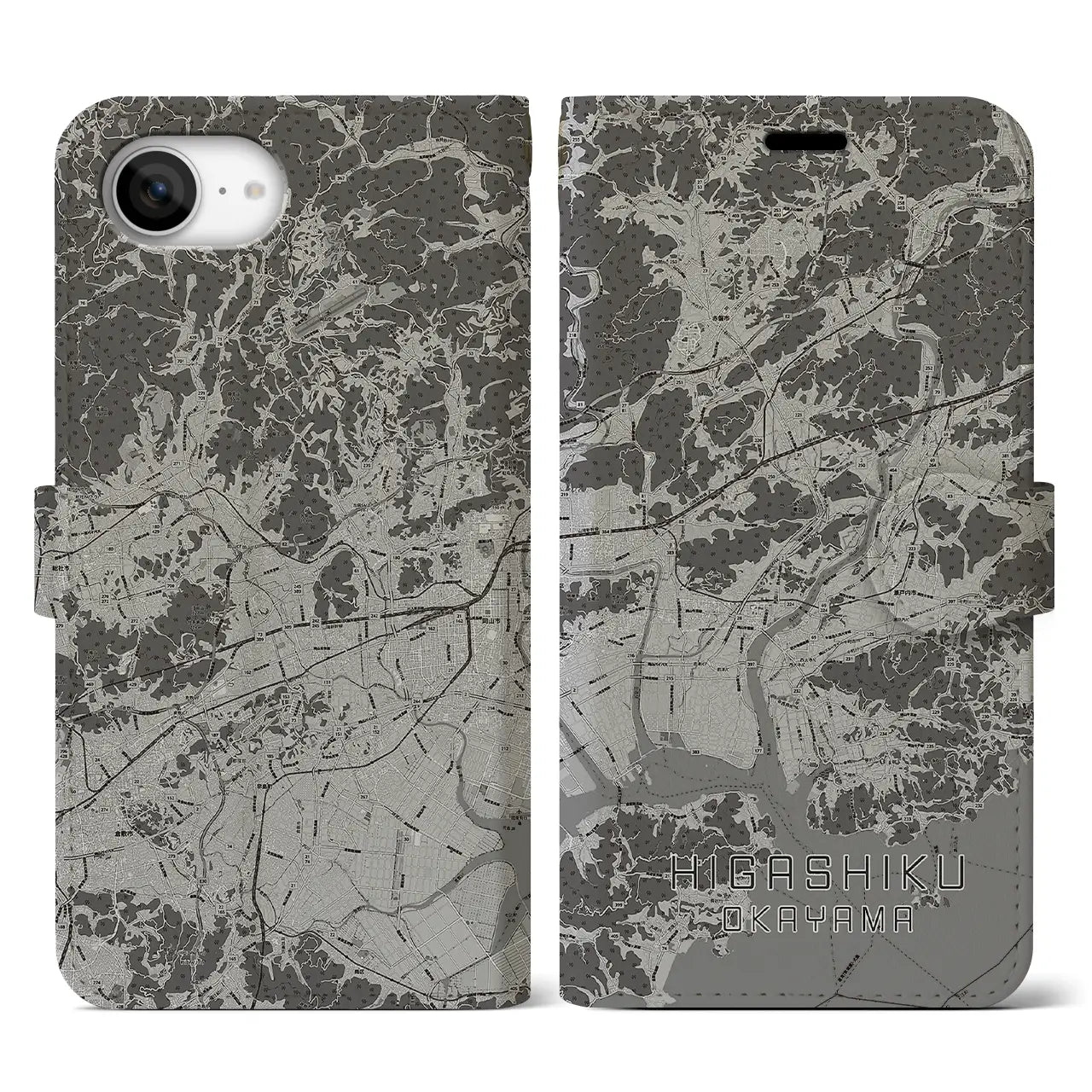 【東区（岡山市）】地図柄iPhoneケース（手帳タイプ）