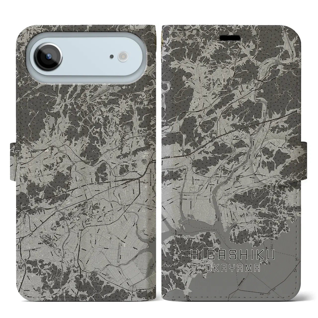 【東区（岡山市）】地図柄iPhoneケース（手帳タイプ）