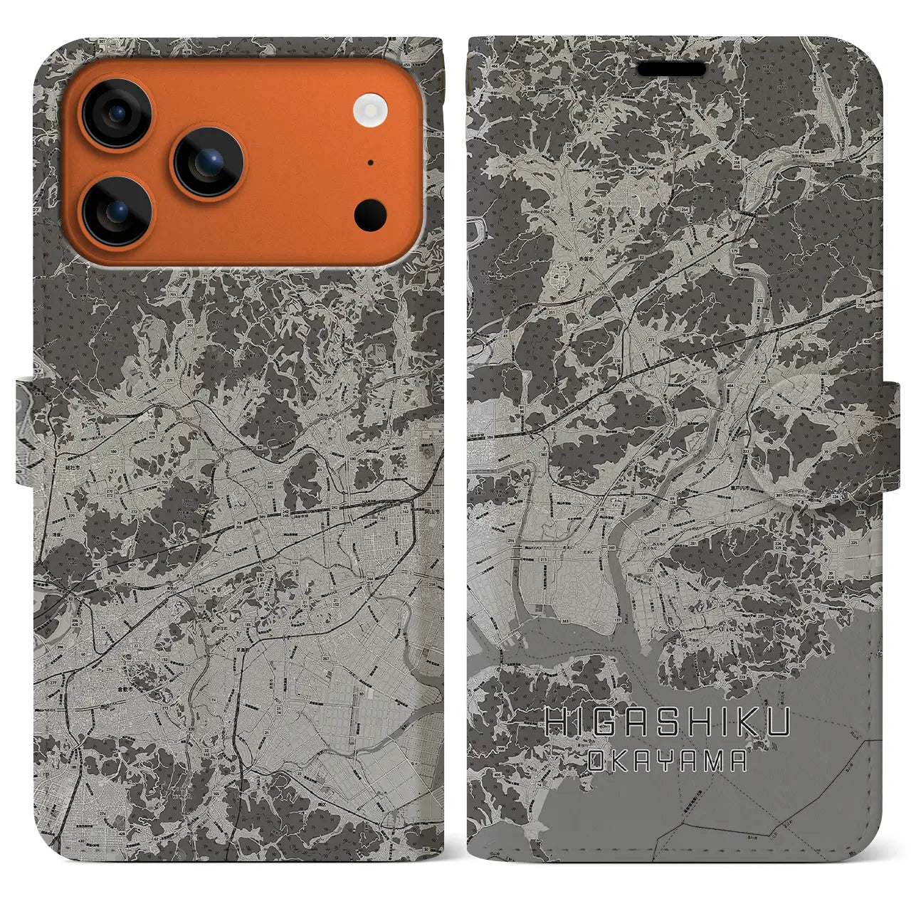 【東区（岡山市）】地図柄iPhoneケース（手帳タイプ）