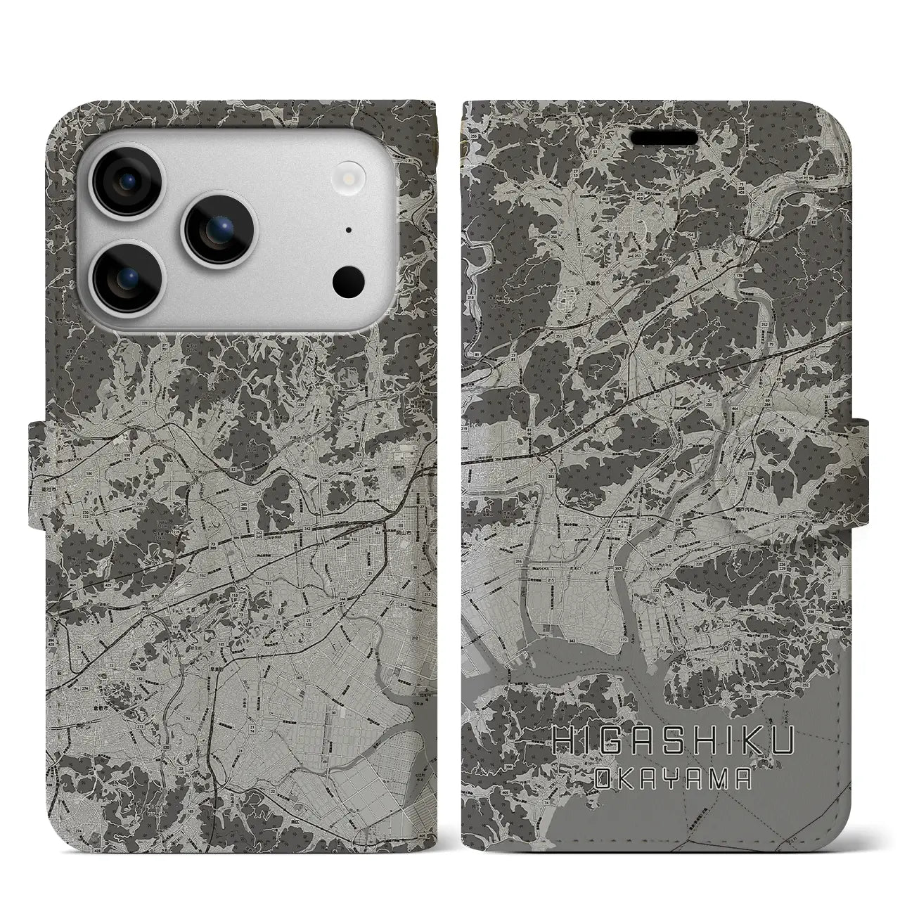 【東区（岡山市）】地図柄iPhoneケース（手帳タイプ）