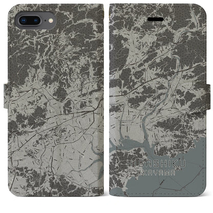 【東区（岡山市）】地図柄iPhoneケース（手帳タイプ）モノトーン・iPhone 8Plus /7Plus / 6sPlus / 6Plus 用