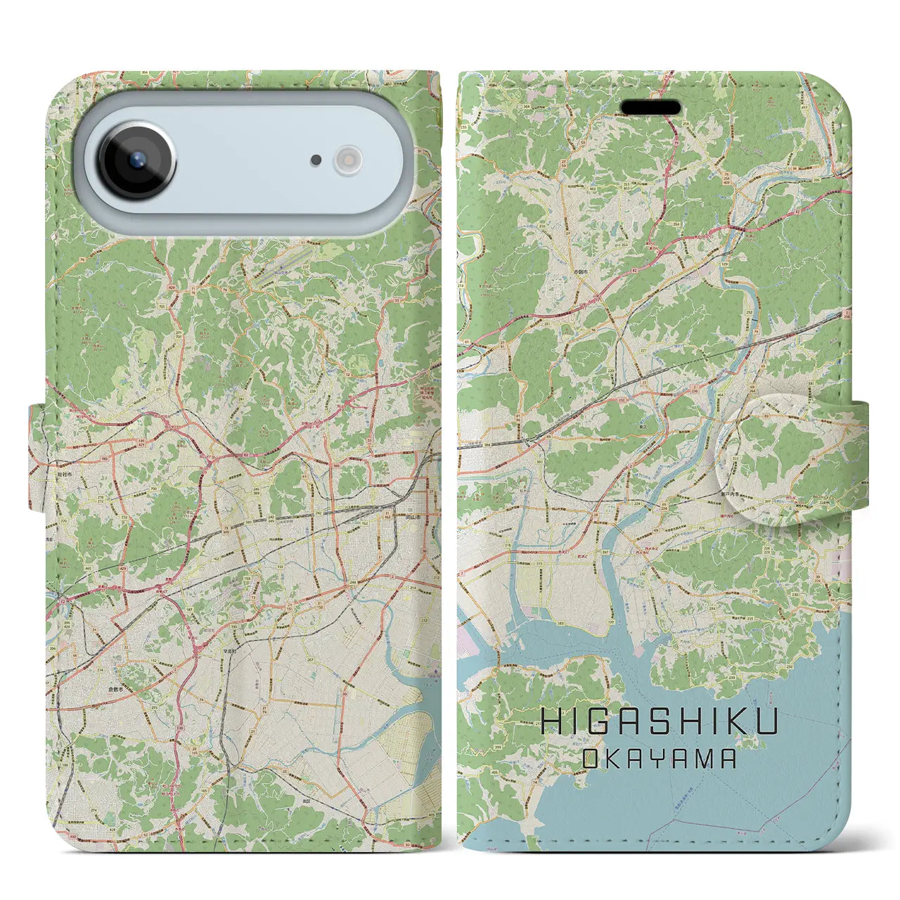 【東区（岡山市）】地図柄iPhoneケース（手帳タイプ）