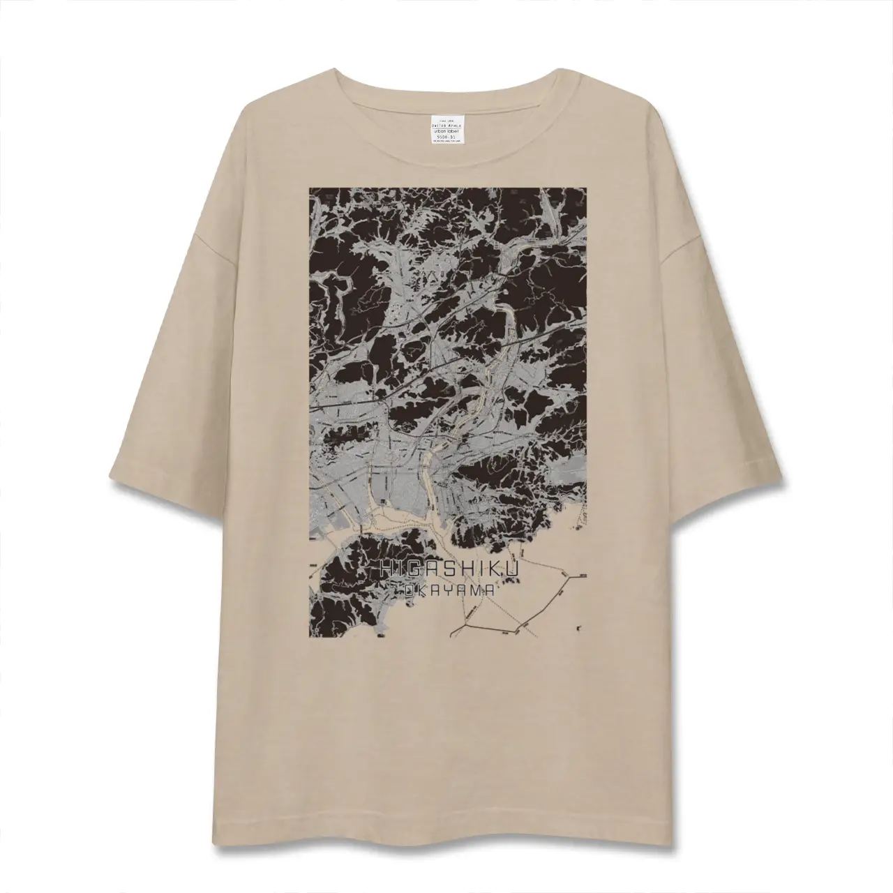 【東区（岡山市）（岡山県）】地図柄ビッグシルエットTシャツ