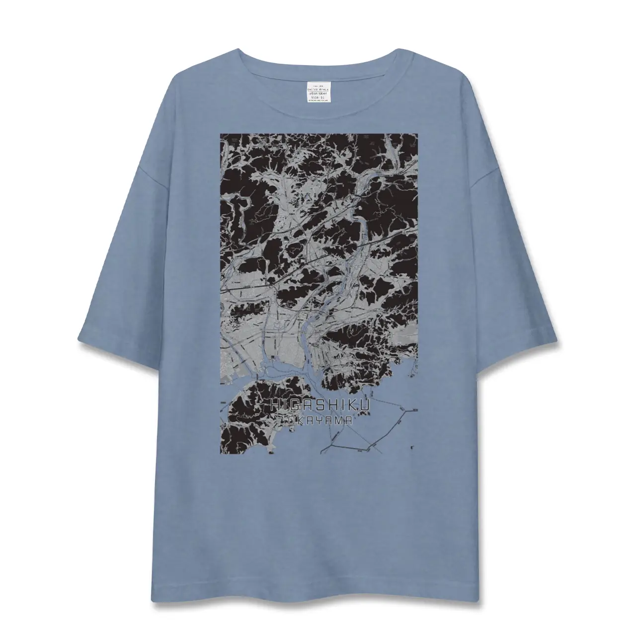 【東区（岡山市）（岡山県）】地図柄ビッグシルエットTシャツ