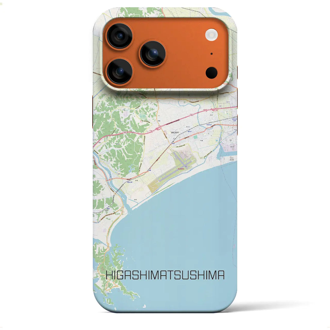 【東松島（宮城県）】地図柄iPhoneケース（バックカバータイプ）ブラック・iPhone 17 Pro Max 用