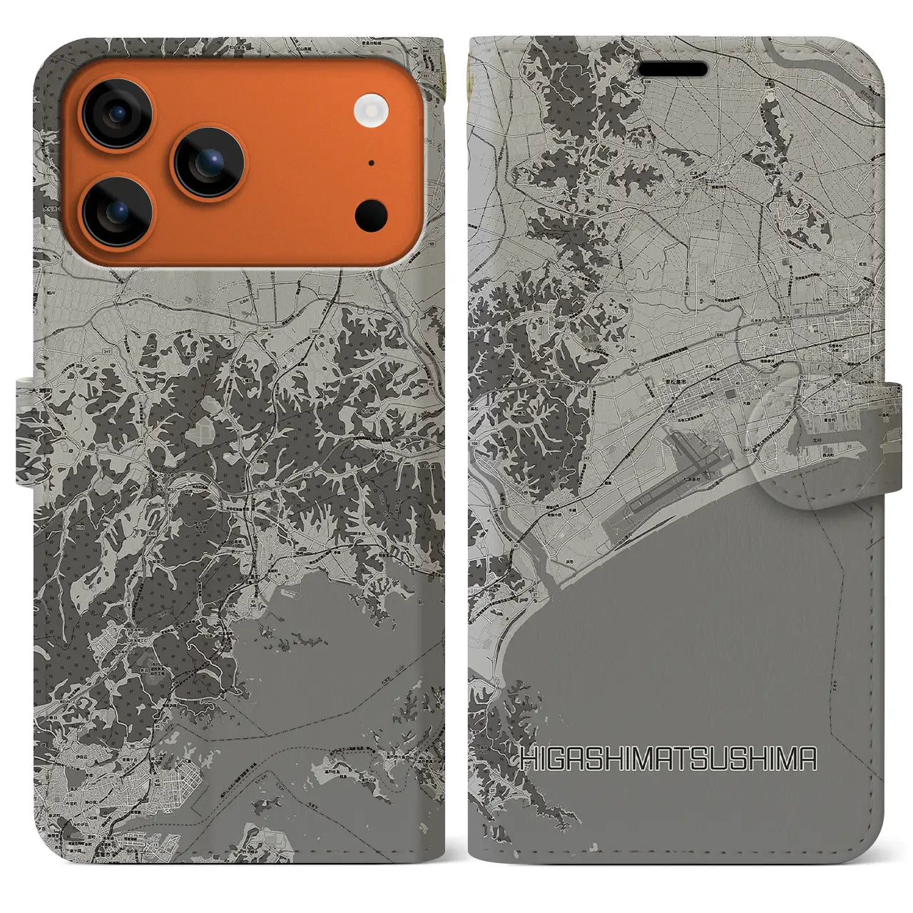 【東松島（宮城県）】地図柄iPhoneケース（手帳タイプ）