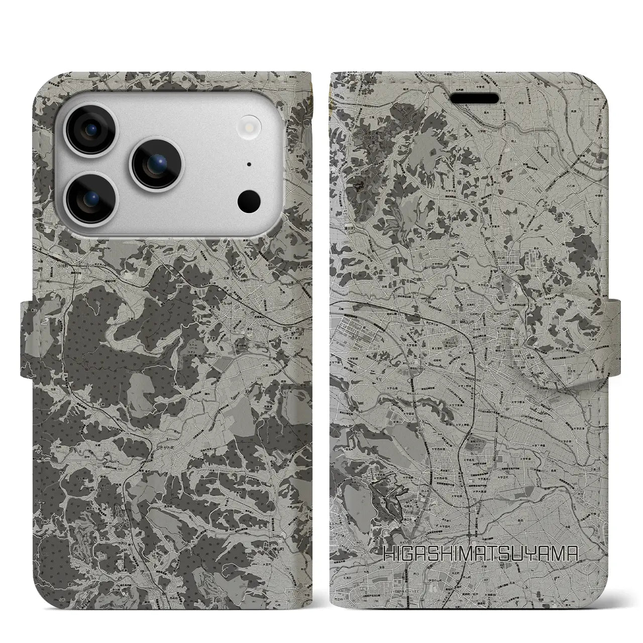 【東松山（埼玉県）】地図柄iPhoneケース（手帳タイプ）