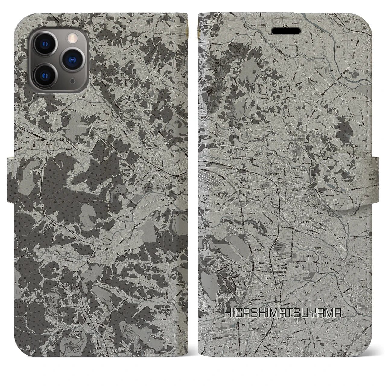 【東松山（埼玉県）】地図柄iPhoneケース（手帳タイプ）