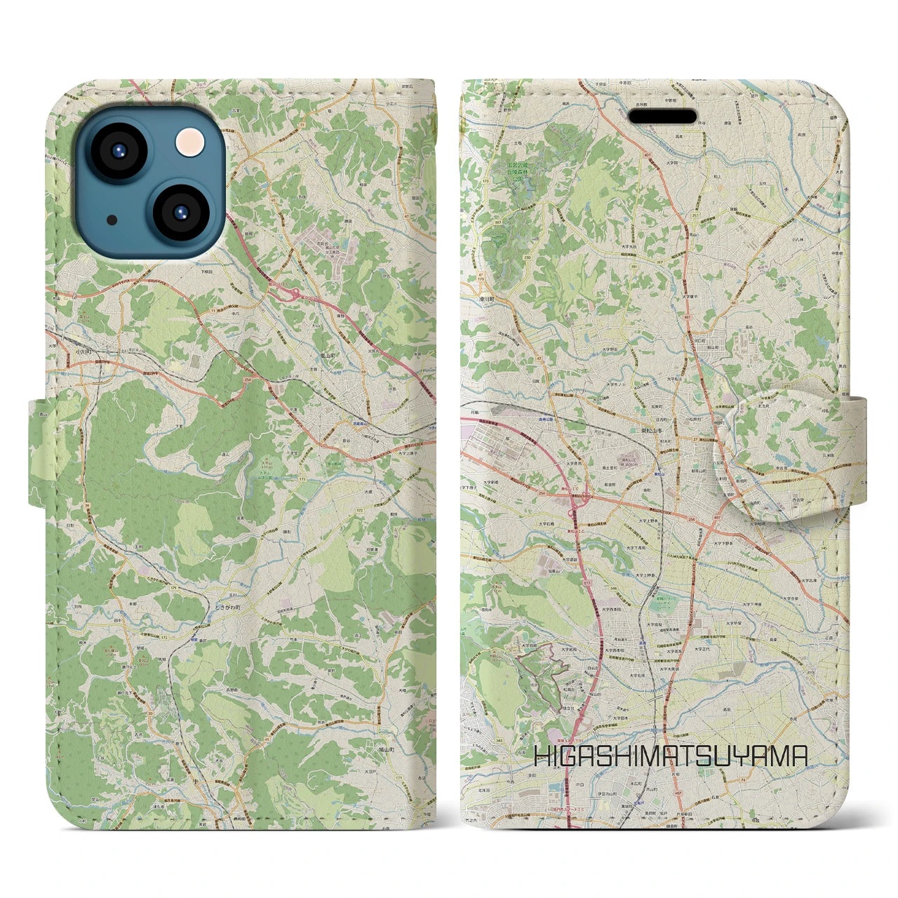 【東松山（埼玉県）】地図柄iPhoneケース（手帳タイプ）