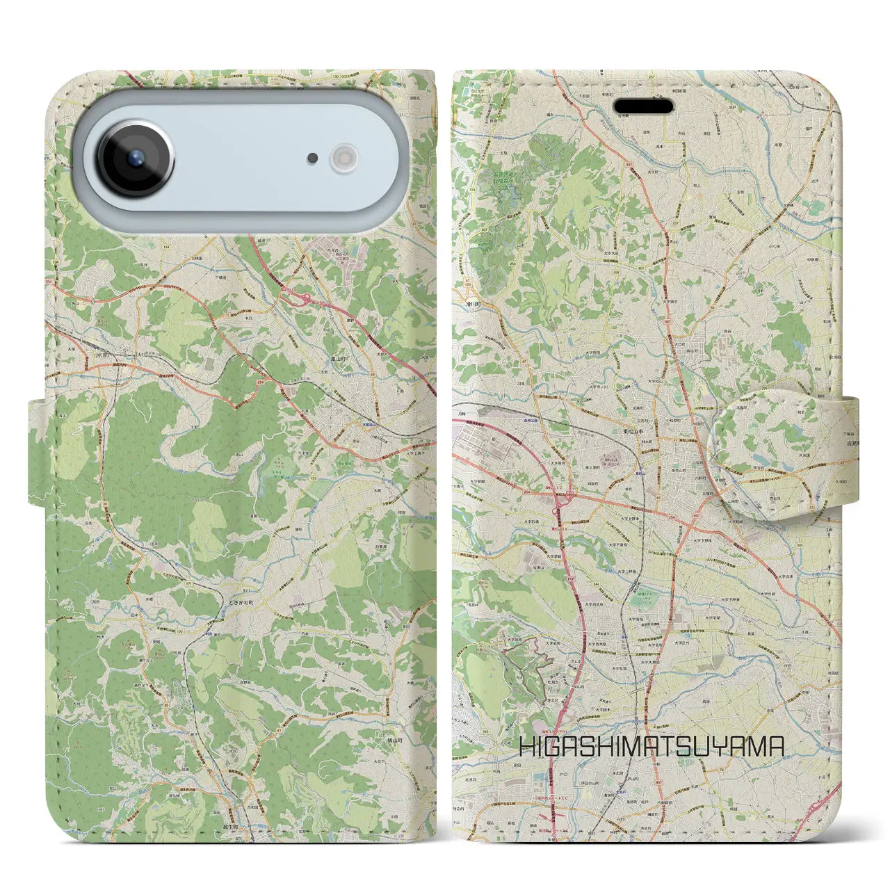 【東松山（埼玉県）】地図柄iPhoneケース（手帳タイプ）