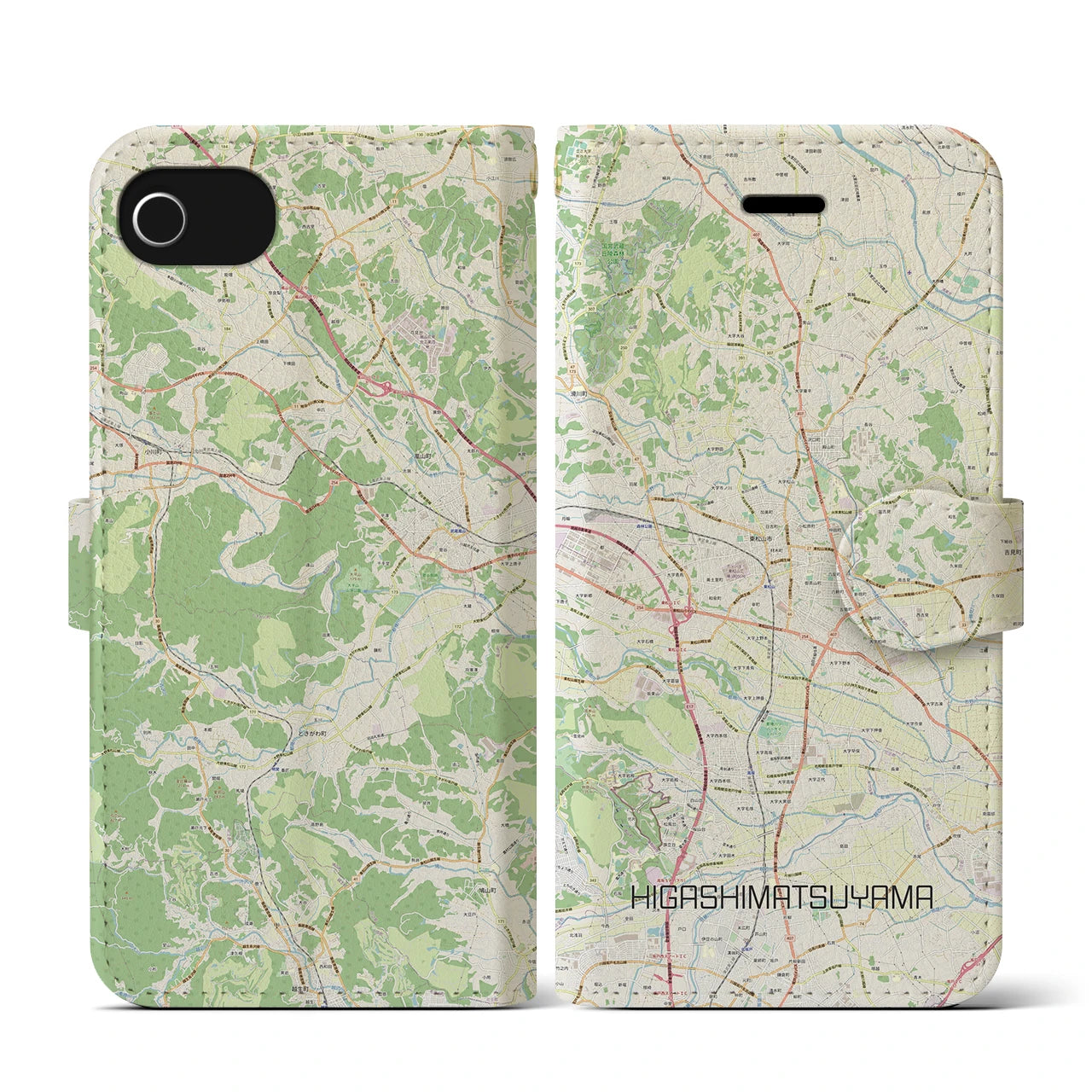 【東松山（埼玉県）】地図柄iPhoneケース（手帳タイプ）