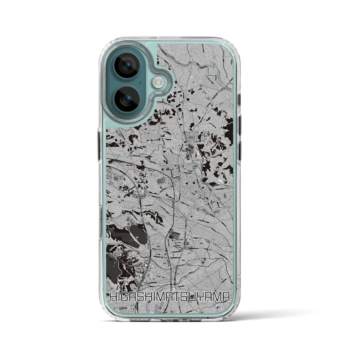 【東松山（埼玉県）】地図柄iPhoneケース（MagSafeタイプ）モノトーン・iPhone 16 Pro 用