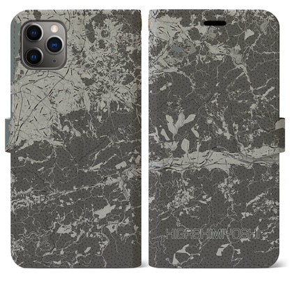 【東みよし（徳島県）】地図柄iPhoneケース（手帳タイプ）モノトーン・iPhone 11 Pro Max 用