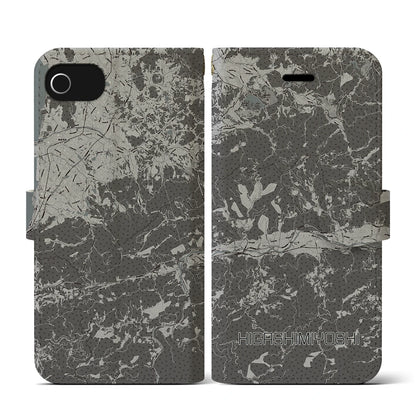 【東みよし（徳島県）】地図柄iPhoneケース（手帳タイプ）モノトーン・iPhone SE（第3 / 第2世代） / 8 / 7 / 6s / 6 用