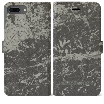 【東みよし（徳島県）】地図柄iPhoneケース（手帳タイプ）モノトーン・iPhone 8Plus /7Plus / 6sPlus / 6Plus 用