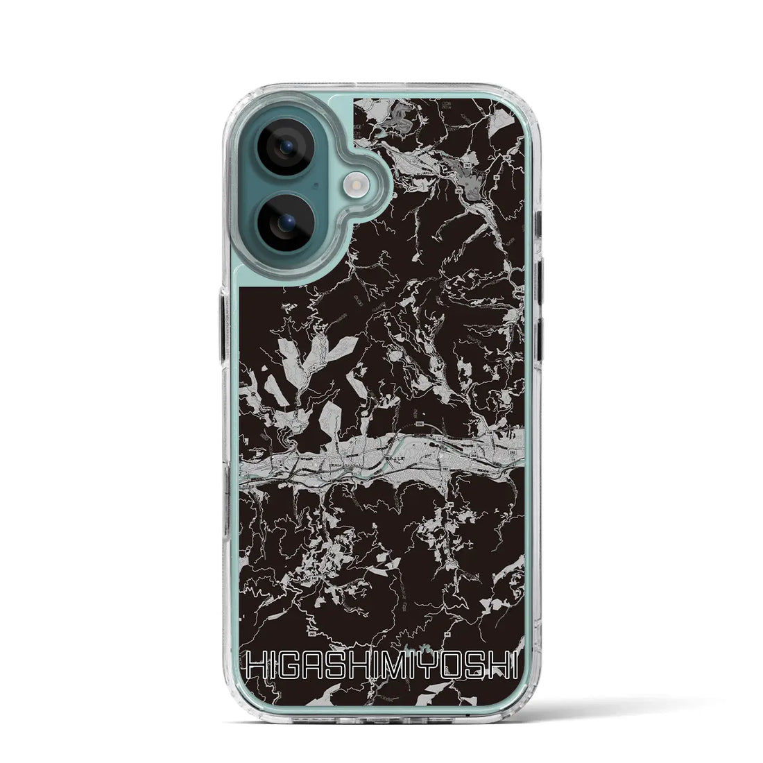 【東みよし（徳島県）】地図柄iPhoneケース（MagSafeタイプ）モノトーン・iPhone 16 Pro 用