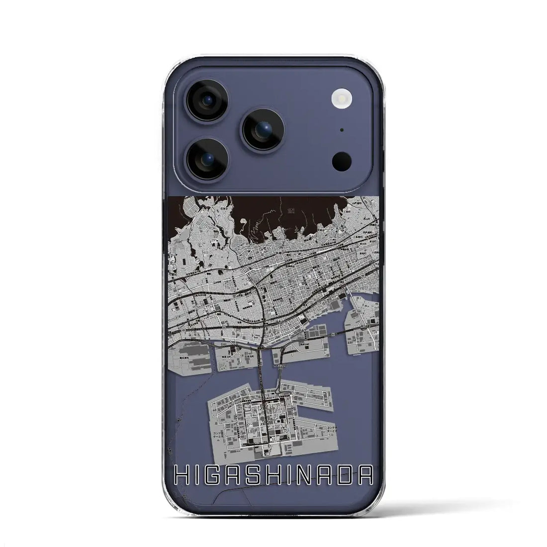 【東灘(兵庫県)】地図柄iPhoneケース(クリアタイプ)モノトーン・iPhone 17 Pro Max 用