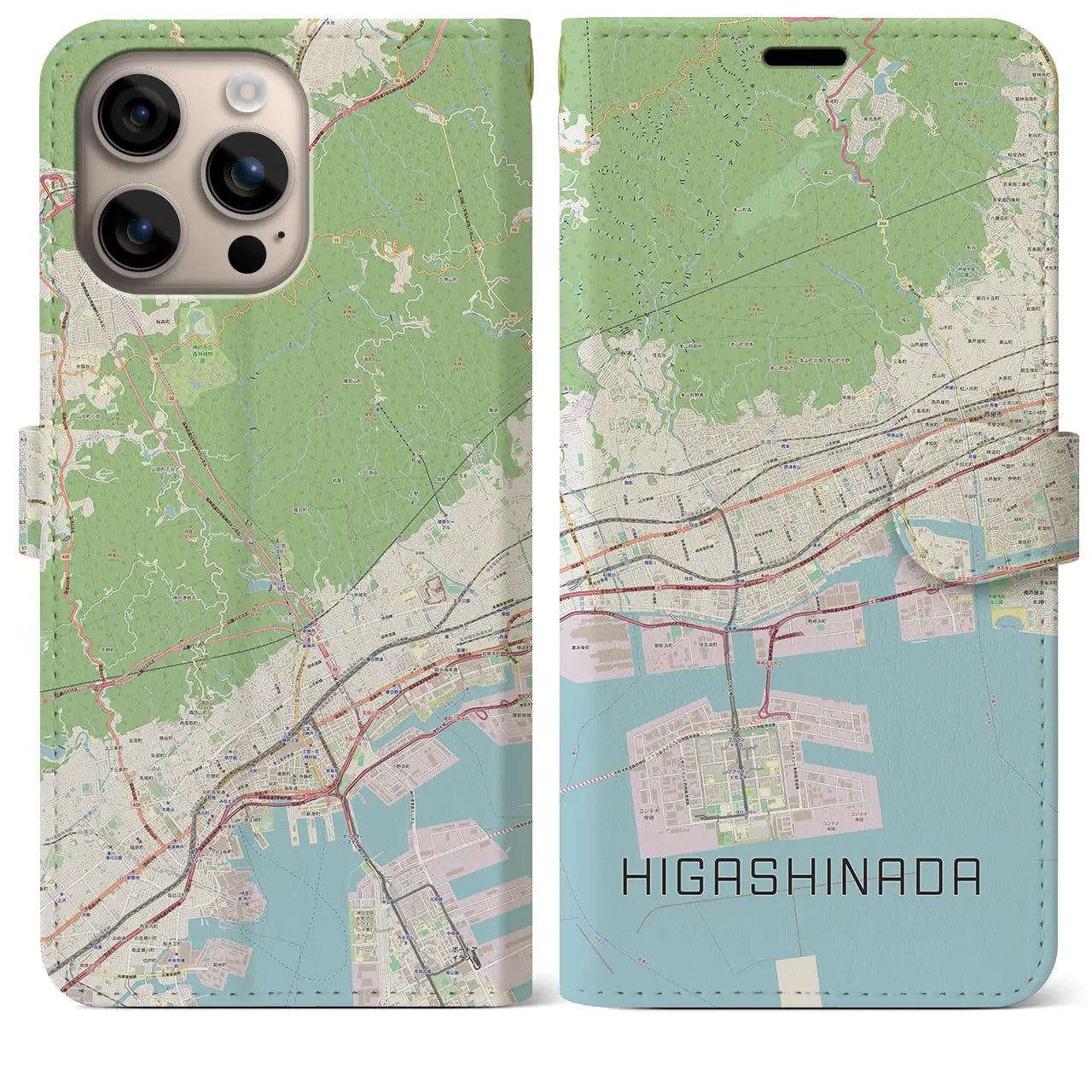 【東灘（兵庫県）】地図柄iPhoneケース（手帳タイプ）