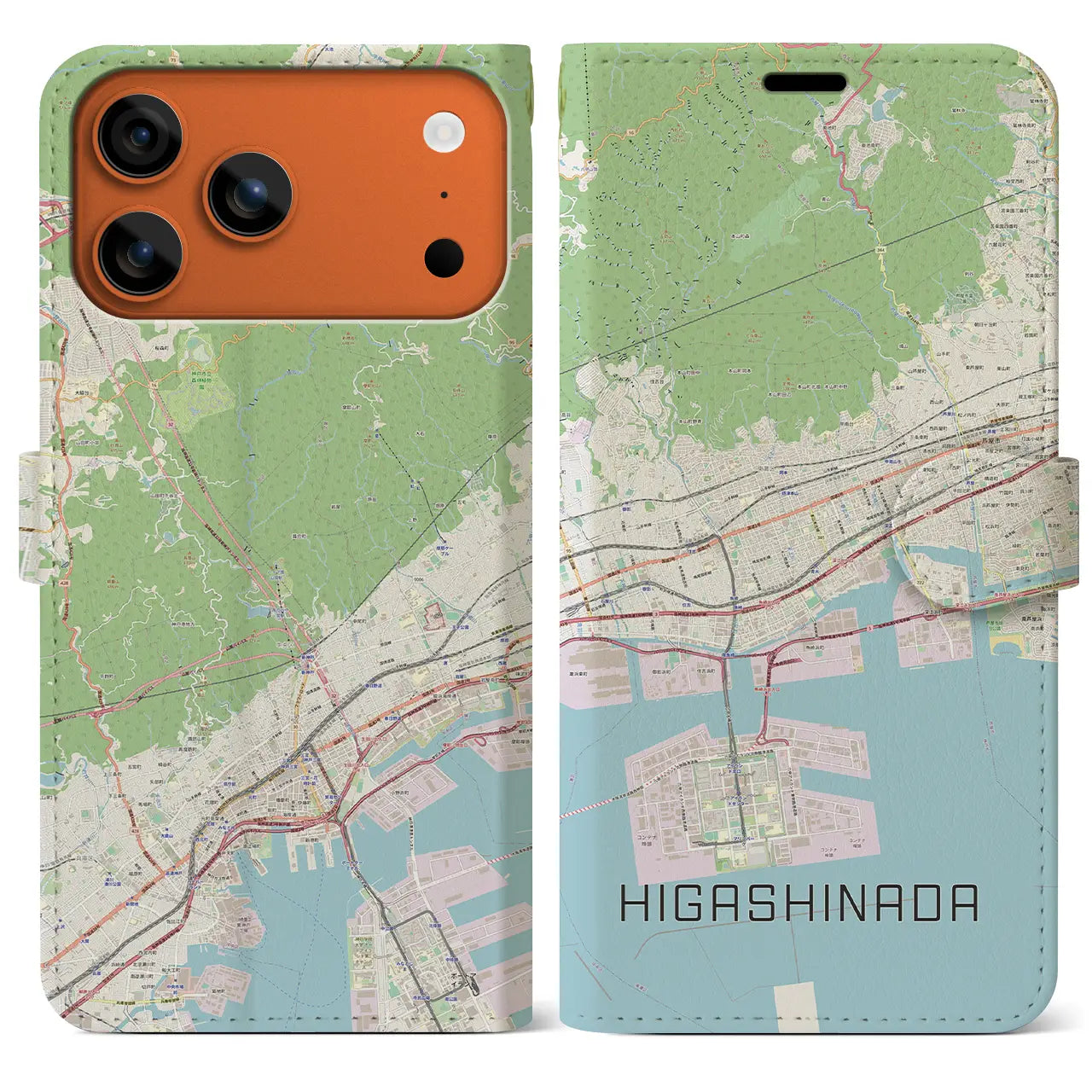 【東灘（兵庫県）】地図柄iPhoneケース（手帳タイプ）