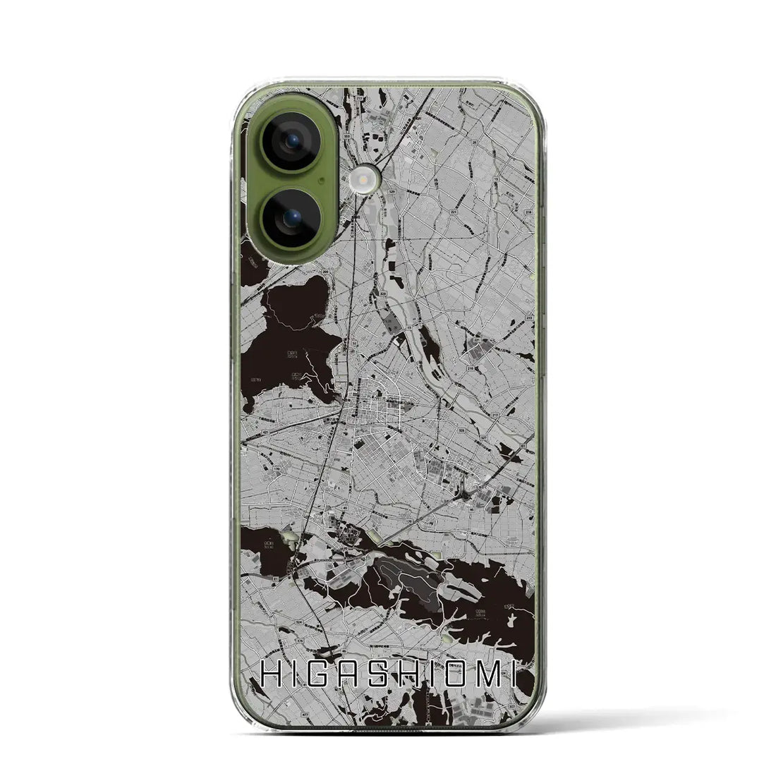 【東近江(滋賀県)】地図柄iPhoneケース(クリアタイプ)モノトーン・iPhone 17 Pro Max 用