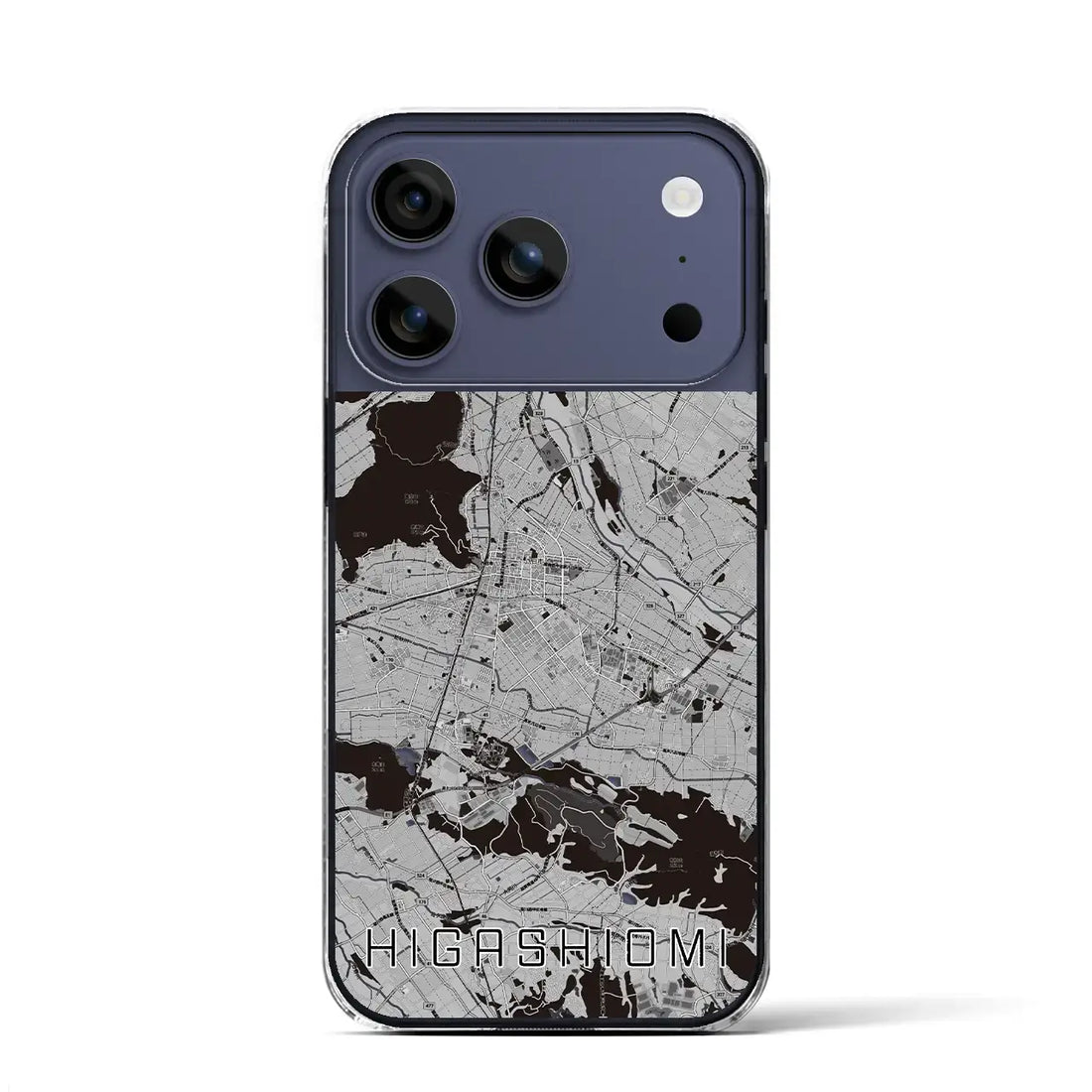 【東近江(滋賀県)】地図柄iPhoneケース(クリアタイプ)モノトーン・iPhone 17 Pro Max 用