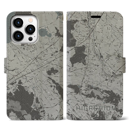 【東近江（滋賀県）】地図柄iPhoneケース（手帳タイプ）モノトーン・iPhone 13 Pro 用