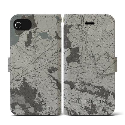 【東近江（滋賀県）】地図柄iPhoneケース（手帳タイプ）モノトーン・iPhone SE（第3 / 第2世代） / 8 / 7 / 6s / 6 用