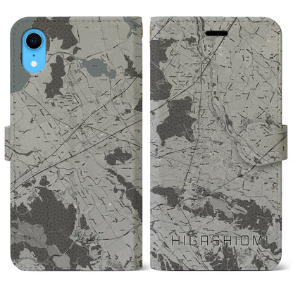 【東近江（滋賀県）】地図柄iPhoneケース（手帳タイプ）モノトーン・iPhone XR 用